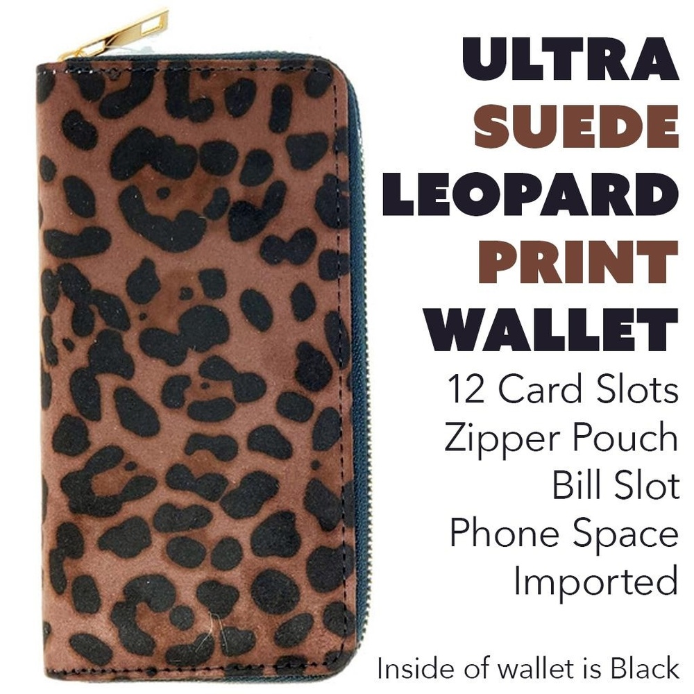 Ultra Suede Leopard Print Wallet